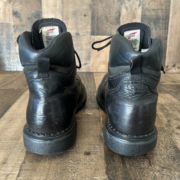 Red Wing 923 Black Plain Toe Lace Up Work Boots Mens 10.5 EE - Picture 9 of 12